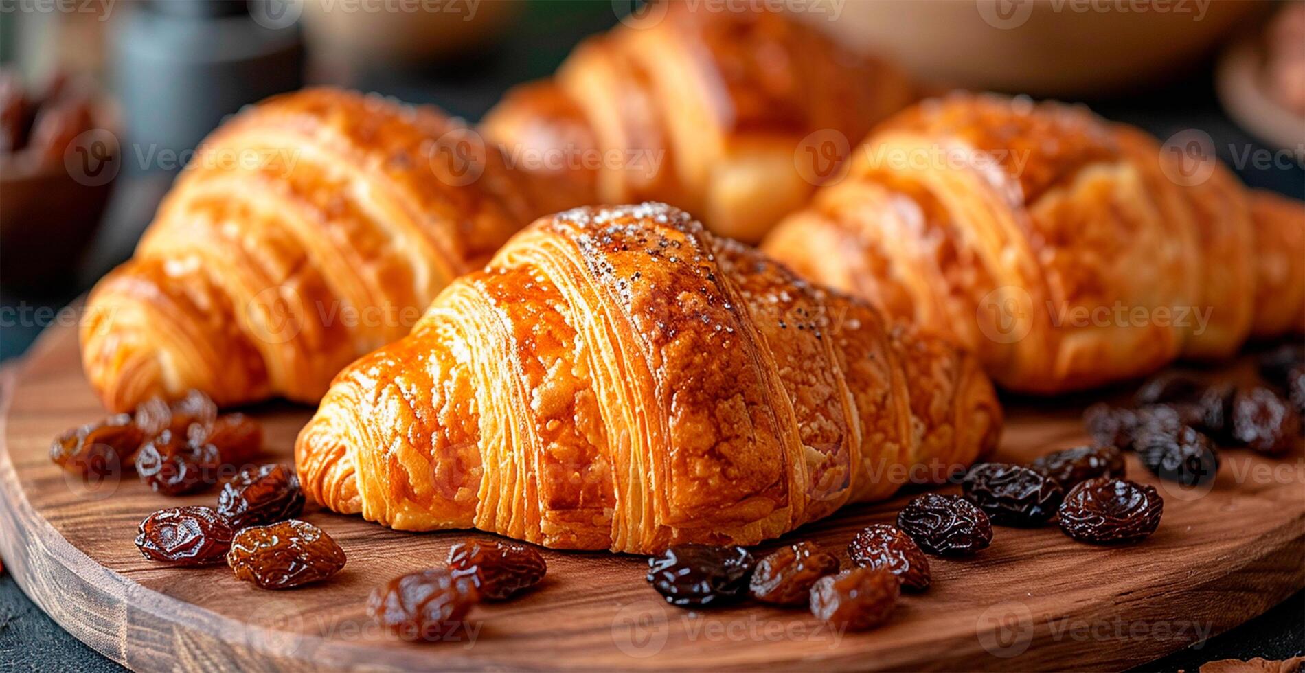 AI generated Freshly baked French Parisian croissants on white isolated background - AI generated image photo