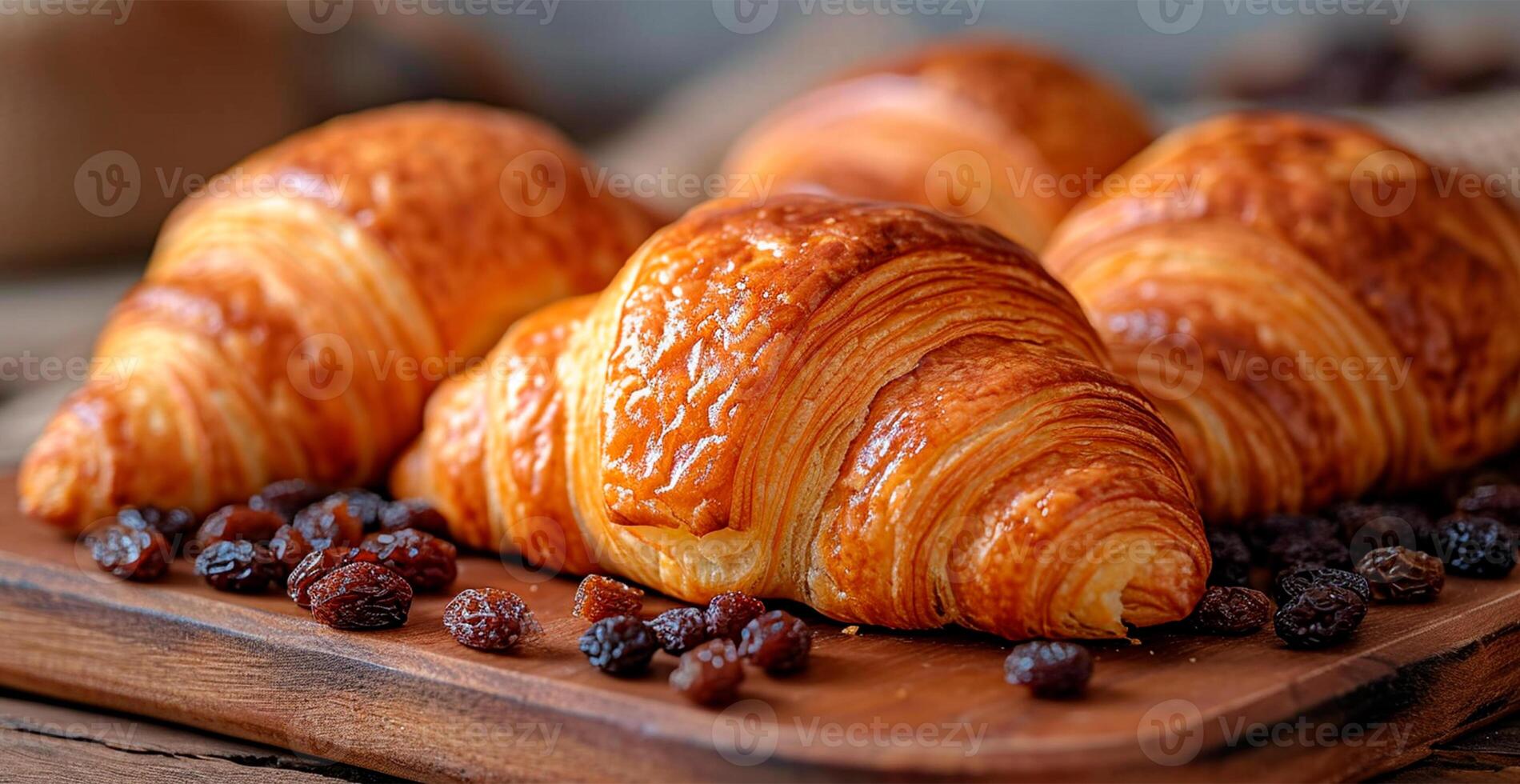 AI generated Freshly baked French Parisian croissants on white isolated background - AI generated image photo