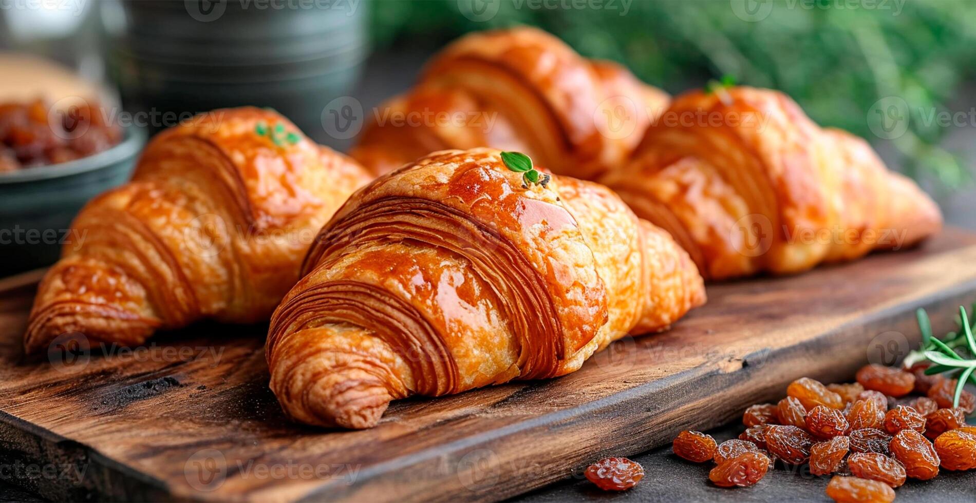 AI generated Freshly baked French Parisian croissants on white isolated background - AI generated image photo