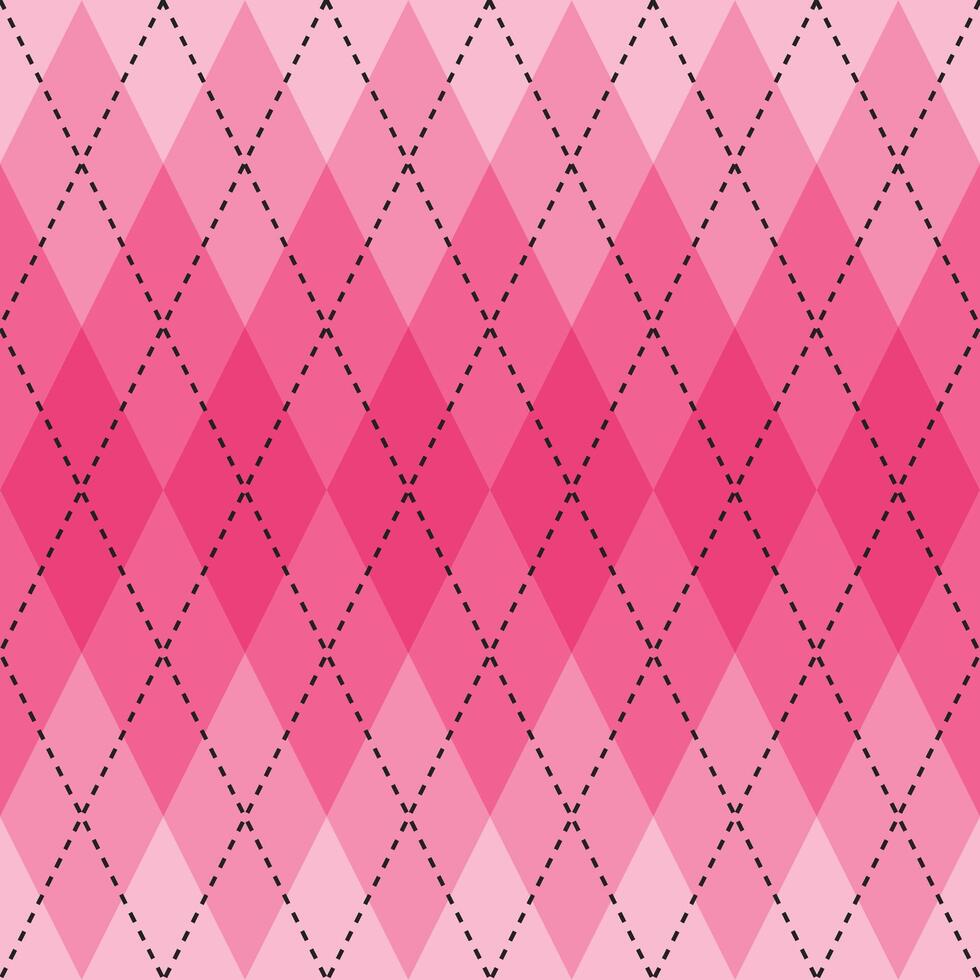 Pink gradient argyle pattern. Argyle vector pattern. Argyle pattern. Seamless geometric pattern for clothing, wrapping paper, backdrop, background, gift card, sweater.