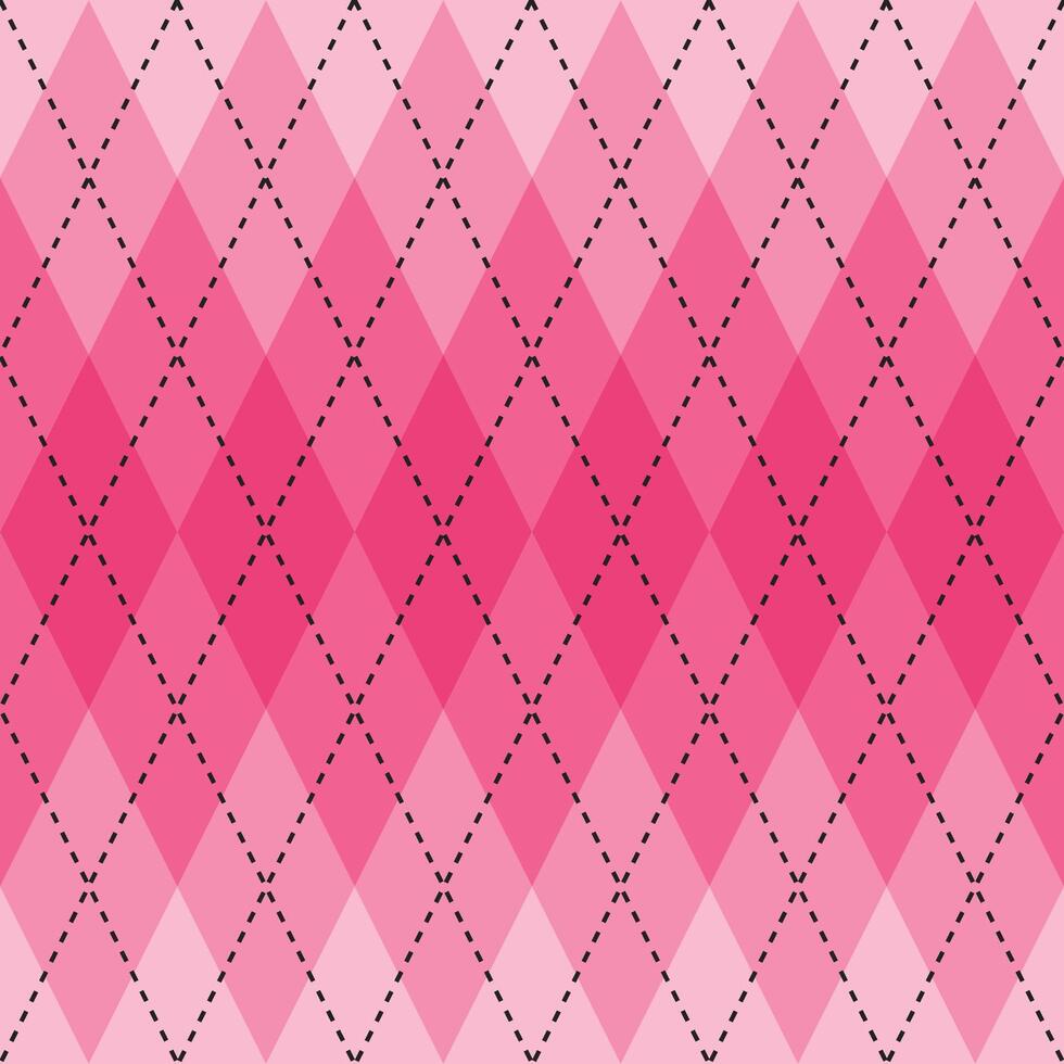 Pink gradient argyle pattern. Argyle vector pattern. Argyle pattern. Seamless geometric pattern for clothing, wrapping paper, backdrop, background, gift card, sweater.