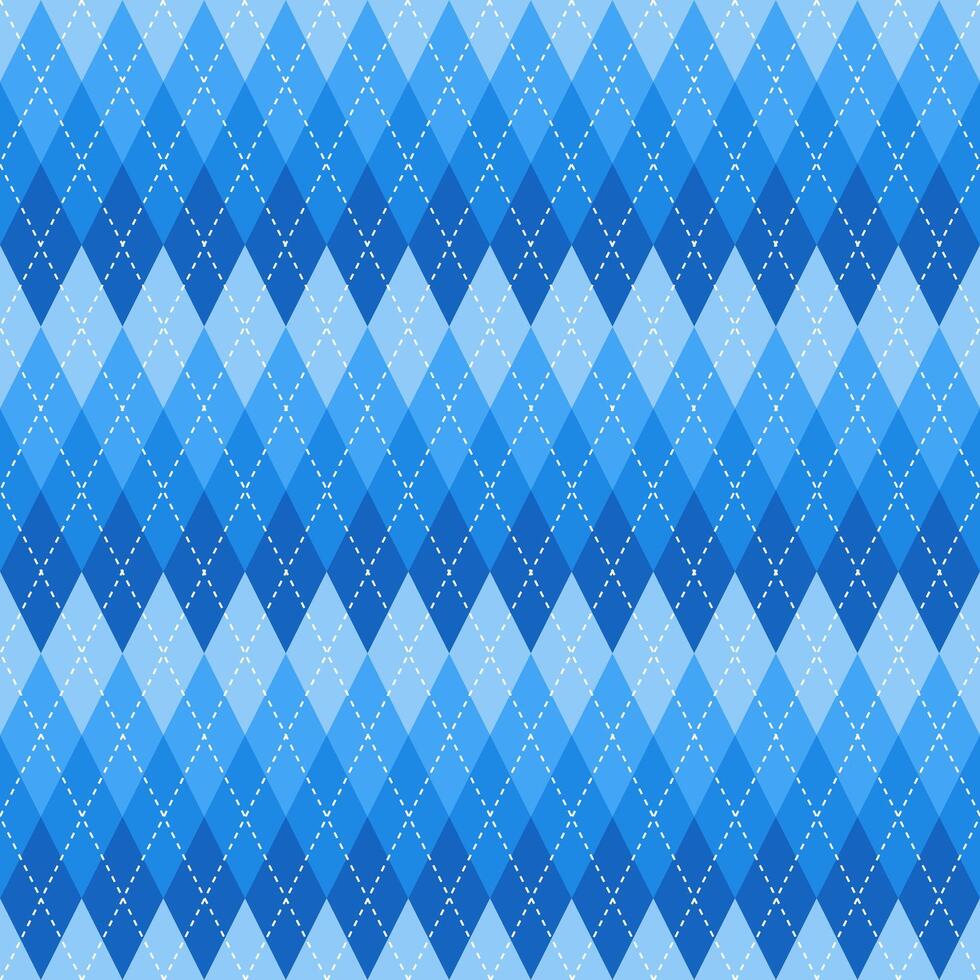 Blue gradient argyle pattern. Argyle vector pattern. Argyle pattern. Seamless geometric pattern for clothing, wrapping paper, backdrop, background, gift card, sweater.