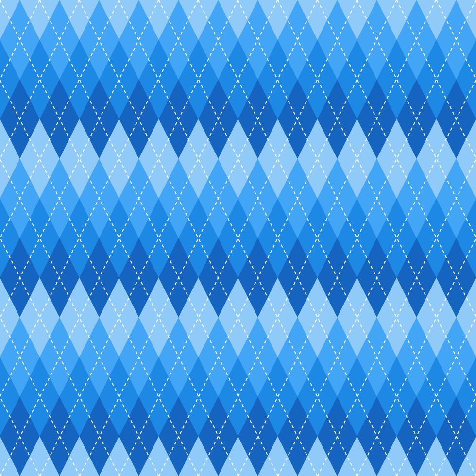 Blue gradient argyle pattern. Argyle vector pattern. Argyle pattern. Seamless geometric pattern for clothing, wrapping paper, backdrop, background, gift card, sweater.