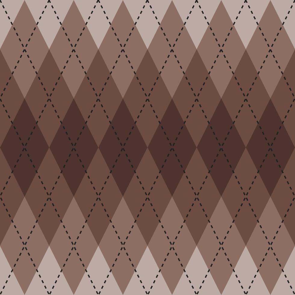 Brown gradient argyle pattern. Argyle vector pattern. Argyle pattern. Seamless geometric pattern for clothing, wrapping paper, backdrop, background, gift card, sweater.