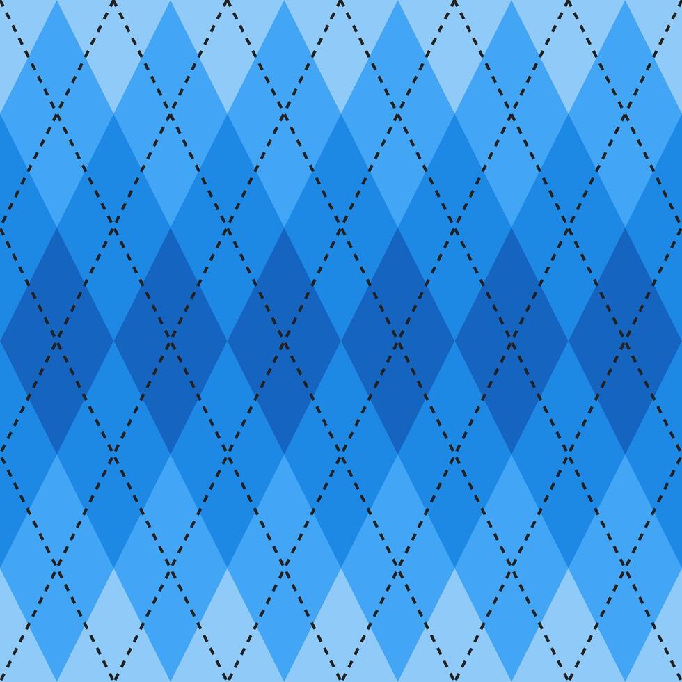 Blue gradient argyle pattern. Argyle vector pattern. Argyle pattern. Seamless geometric pattern for clothing, wrapping paper, backdrop, background, gift card, sweater.