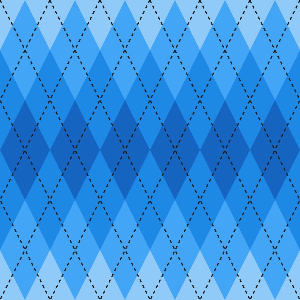 Blue gradient argyle pattern. Argyle vector pattern. Argyle pattern. Seamless geometric pattern for clothing, wrapping paper, backdrop, background, gift card, sweater.