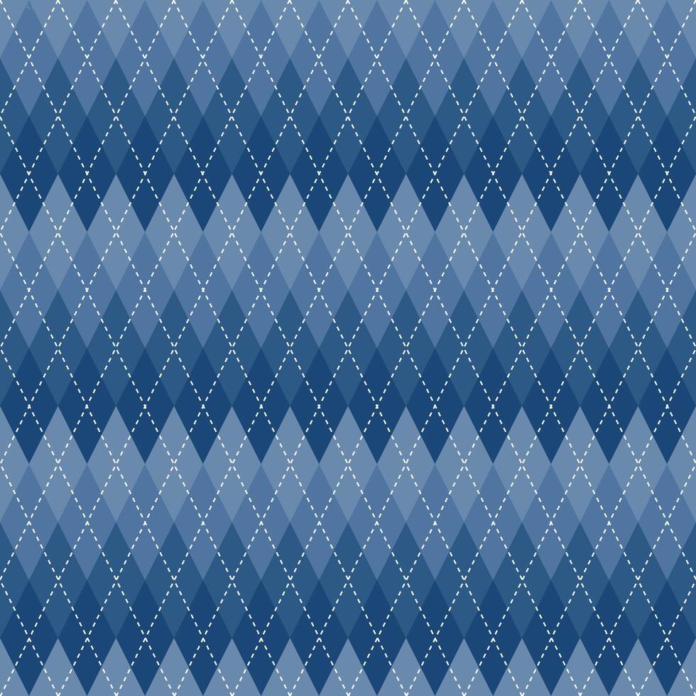 Navy blue gradient argyle pattern. Argyle vector pattern. Argyle pattern. Seamless geometric pattern for clothing, wrapping paper, backdrop, background, gift card, sweater.