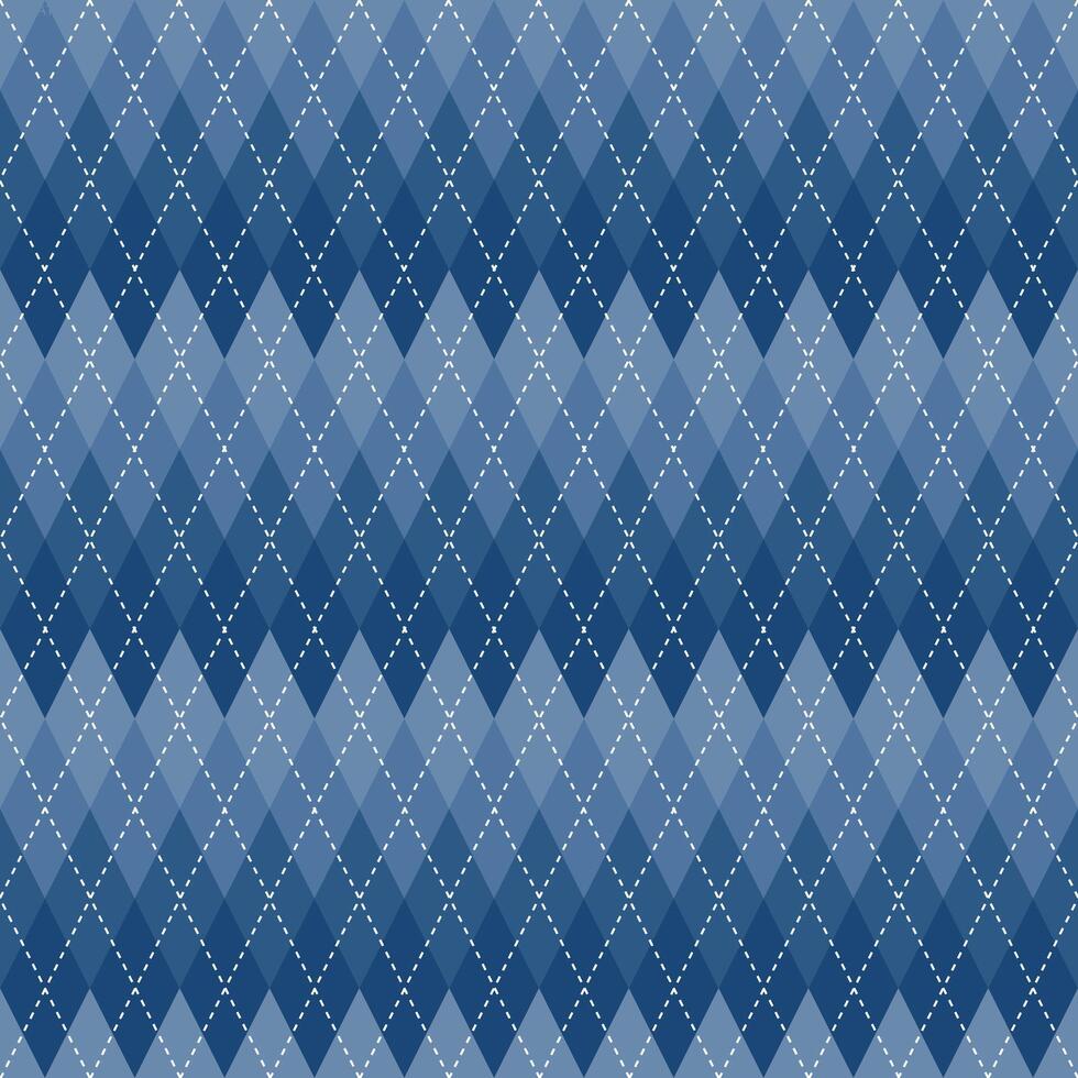 Navy blue gradient argyle pattern. Argyle vector pattern. Argyle pattern. Seamless geometric pattern for clothing, wrapping paper, backdrop, background, gift card, sweater.