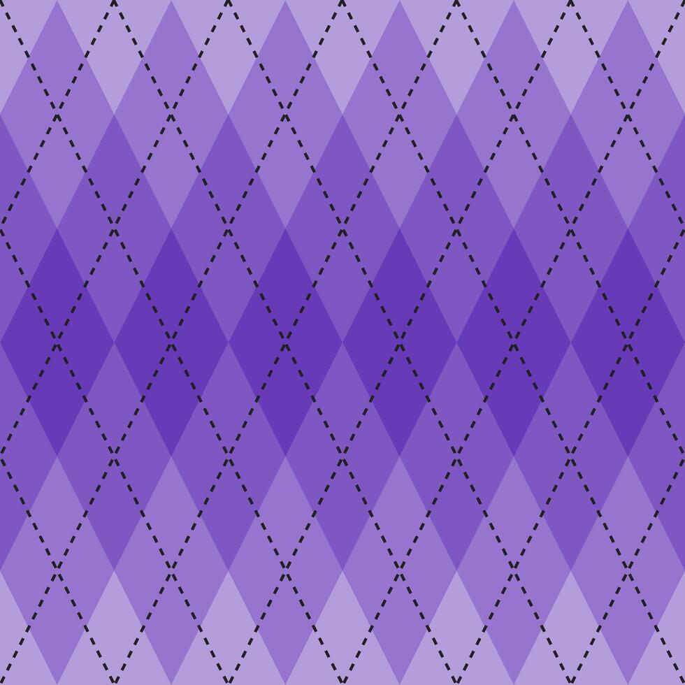 Purple gradient argyle pattern. Argyle vector pattern. Argyle pattern. Seamless geometric pattern for clothing, wrapping paper, backdrop, background, gift card, sweater.