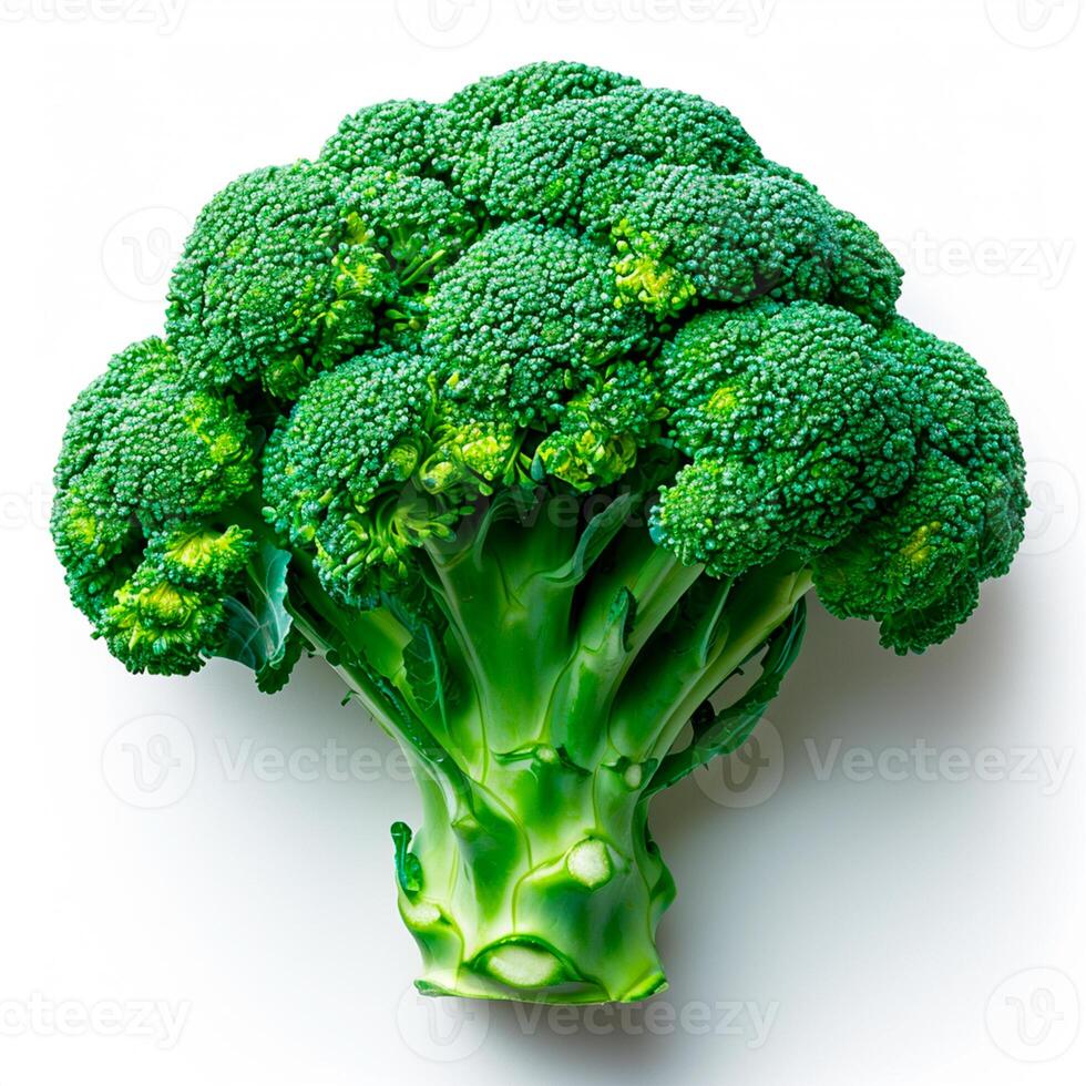 AI generated Fresh broccoli, eco products, ripe vegetables on a white isolated background - AI generated image photo