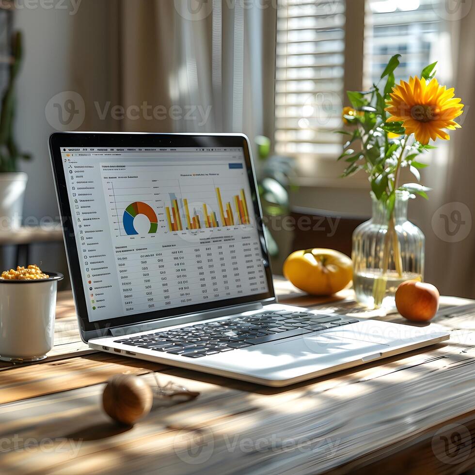 laptop  on a  table , business concept photo