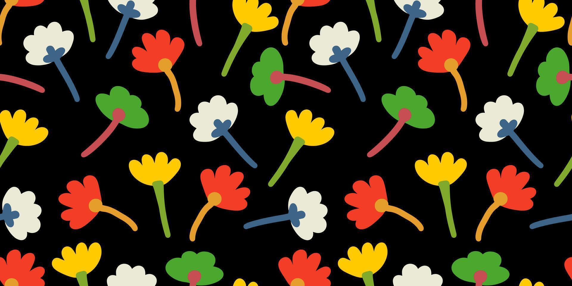Vector hand drawn flowers. Seamless pattern for textile design, wallpaper, stationery, home decor, packaging, background, art and crafts.