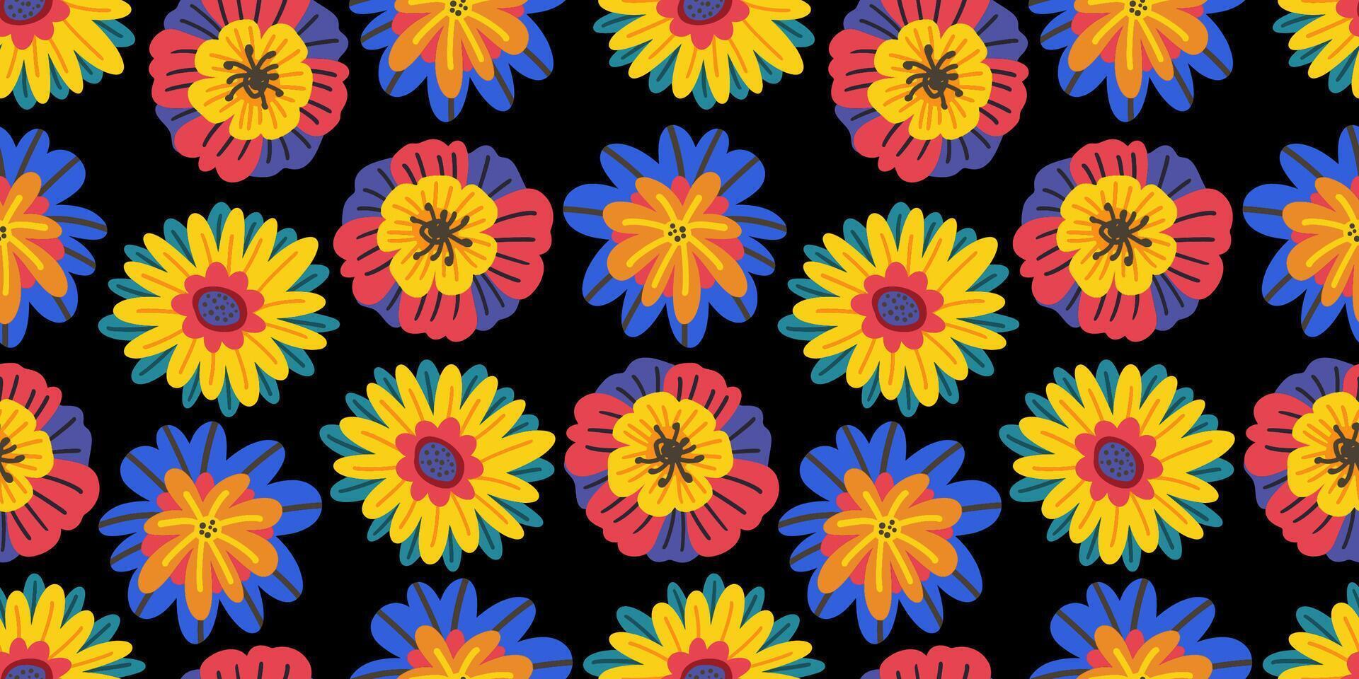 Vector hand drawn flowers. Seamless pattern for textile design, wallpaper, stationery, home decor, packaging, background, art and crafts.