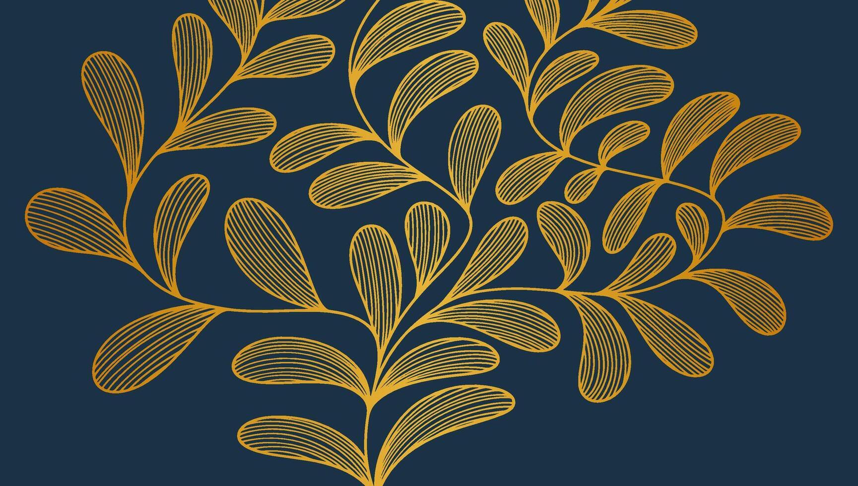 Leaf botanical line art gold background. Luxury golden background. Vector background