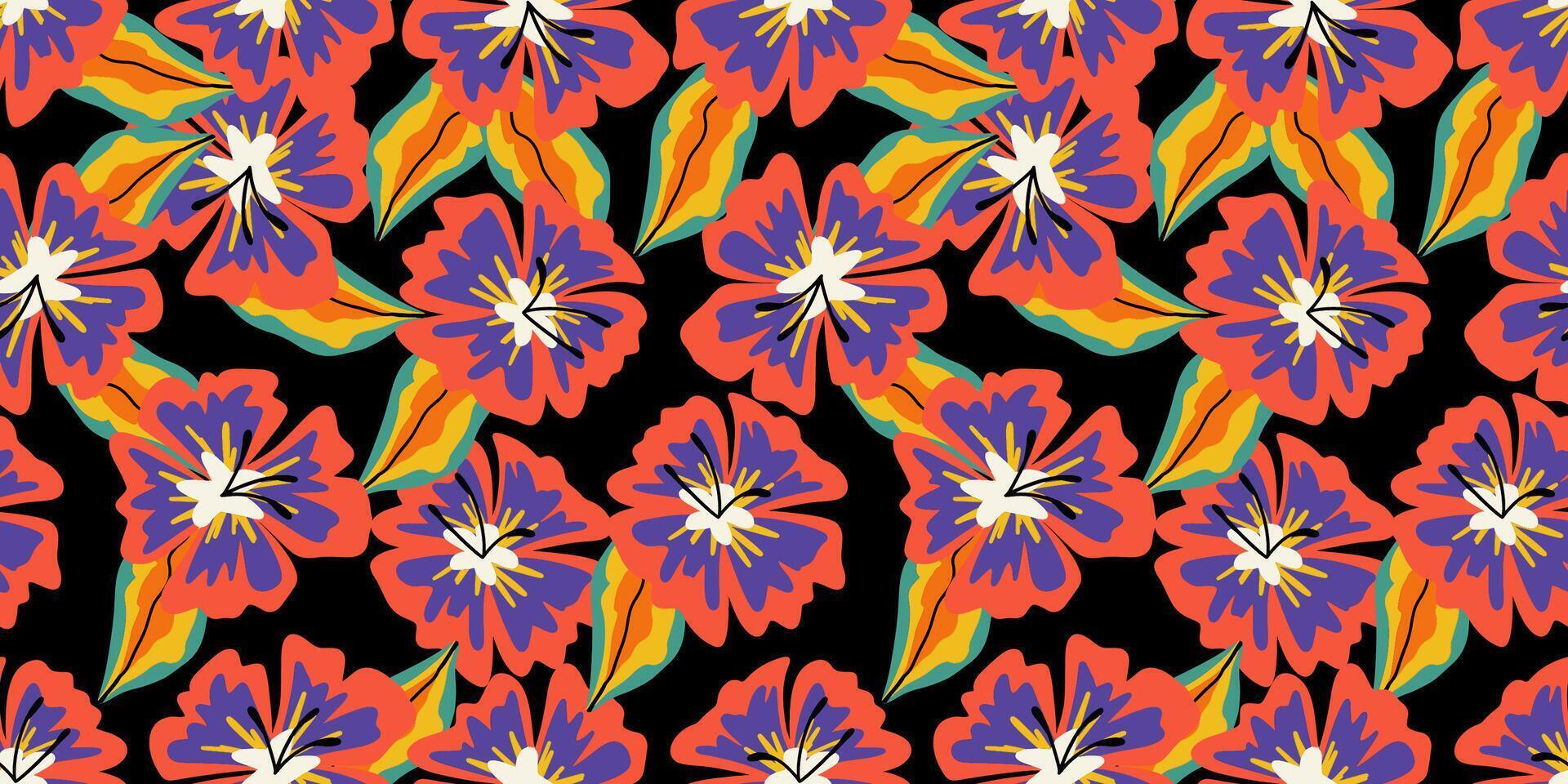 Vector hand drawn flowers. Seamless pattern for textile design, wallpaper, stationery, home decor, packaging, background, art and crafts.