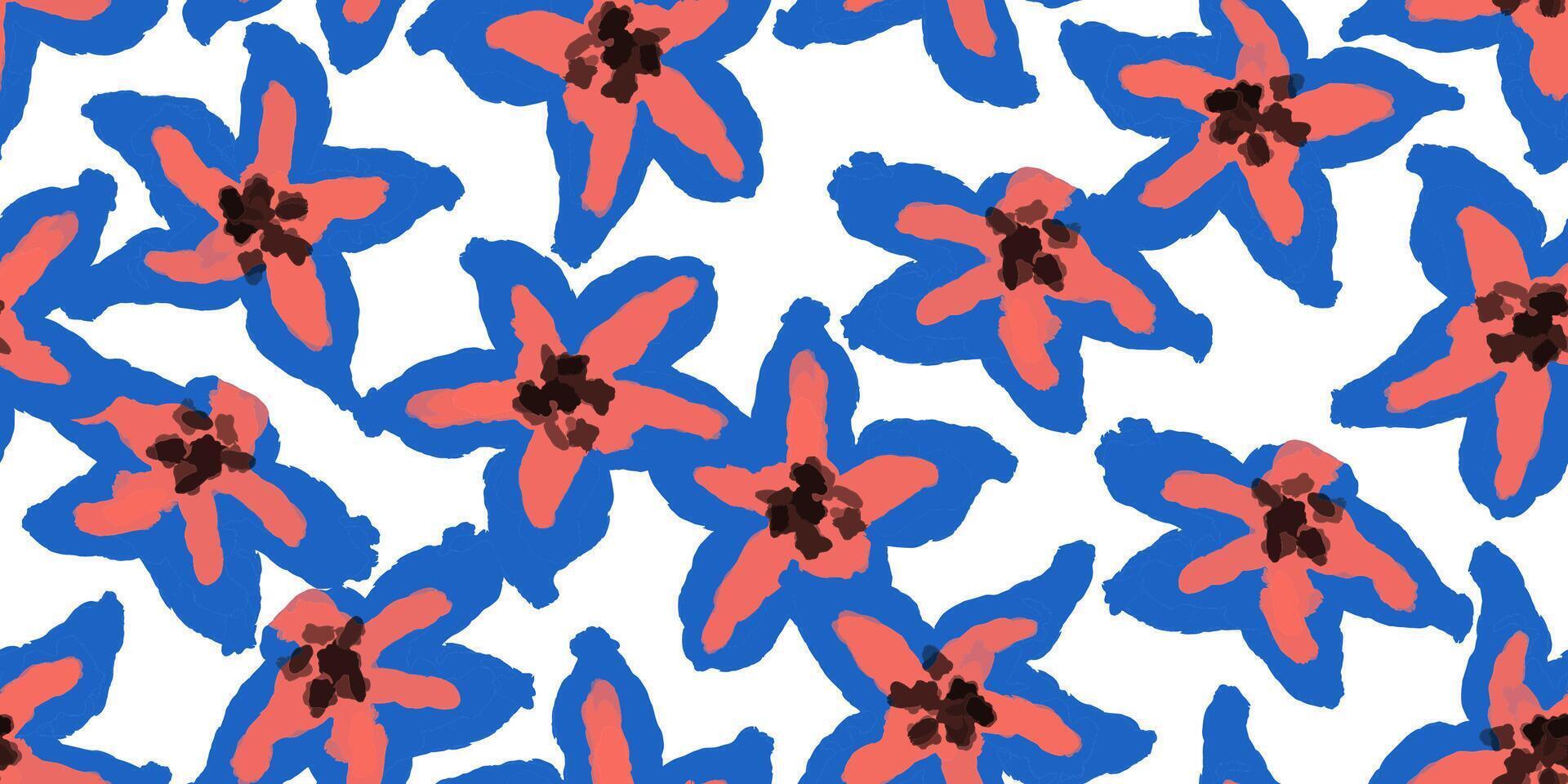 Vector hand drawn flowers. Seamless pattern for textile design, wallpaper, stationery, home decor, packaging, background, art and crafts.