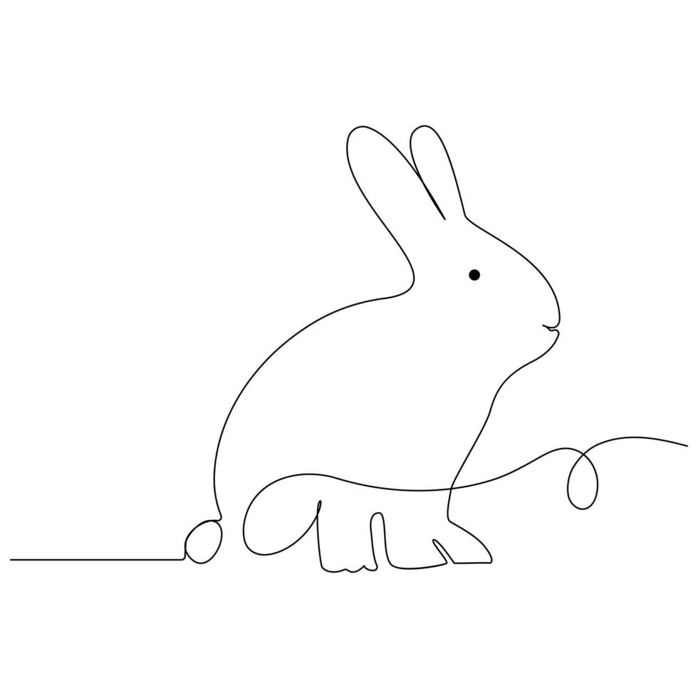 Happy easter Monday single line art and one line rabbits drawing art vector