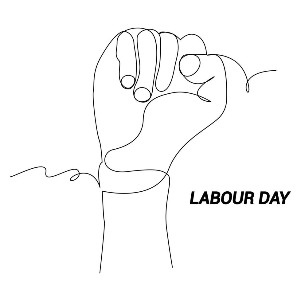 Continuous single line drawing labor day concept one  line draw design vector art illustration