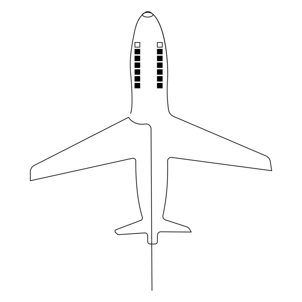 Continuous One line drawing of passenger airplane drawing art and illustration vector design