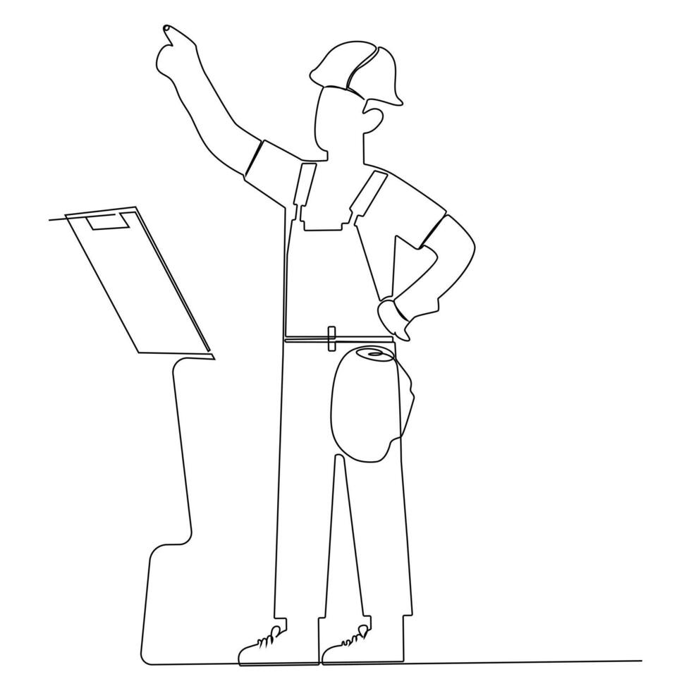 Continuous single line drawing labor day concept one  line draw design vector art illustration