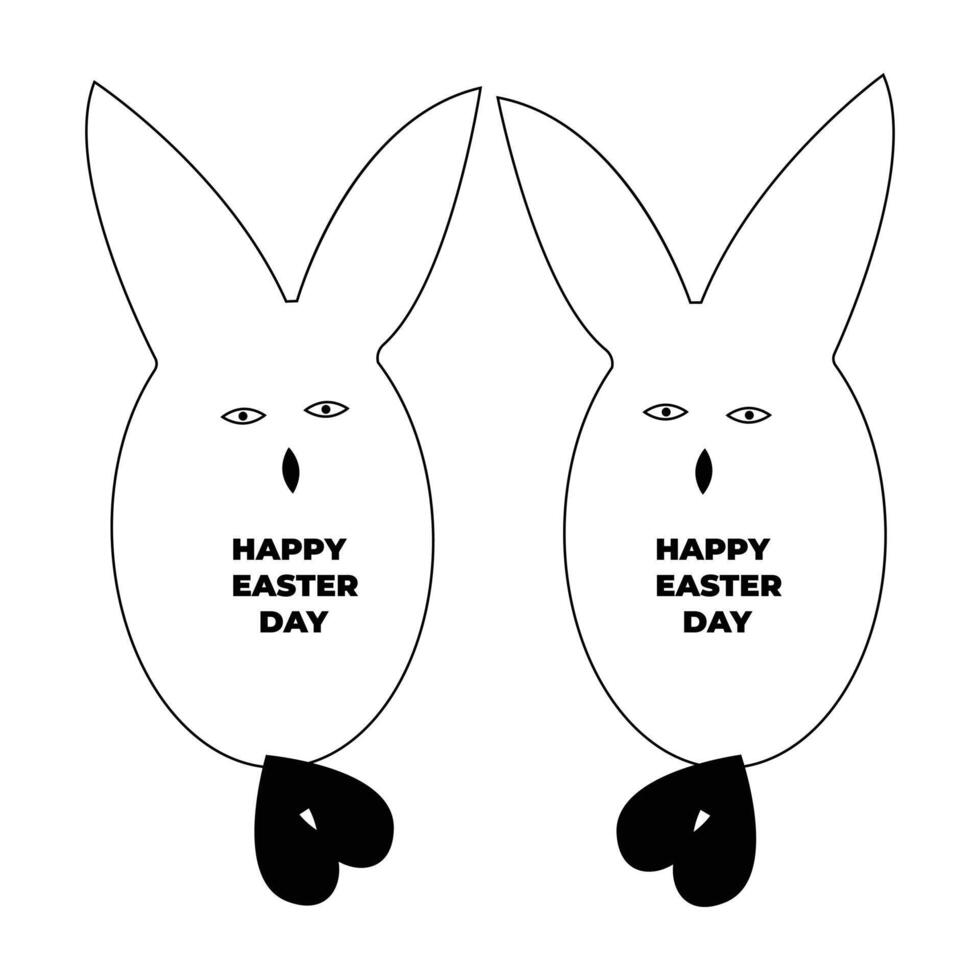 Happy easter Monday single line art and one line rabbits drawing art vector
