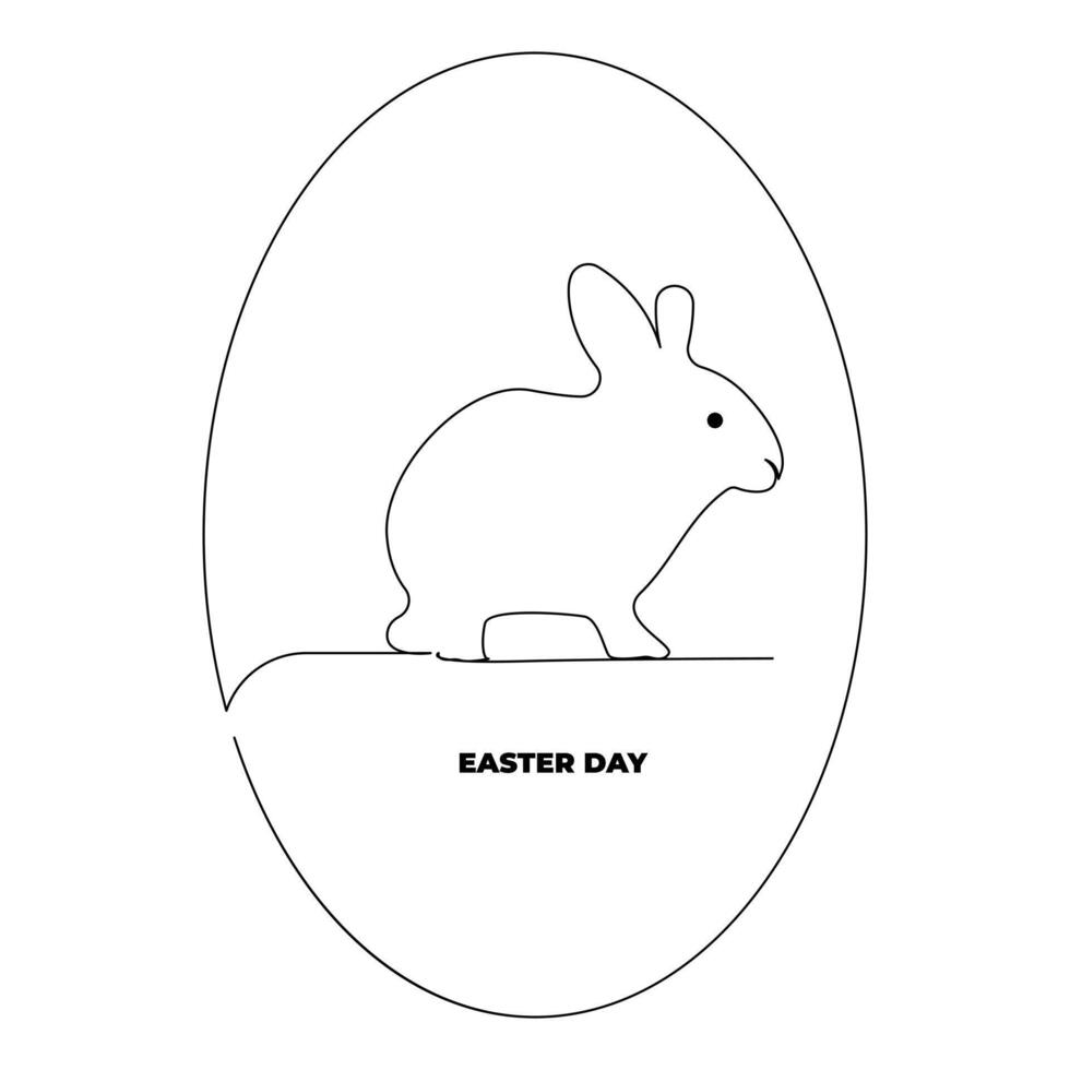 Happy easter Monday single line art and one line rabbits drawing art vector