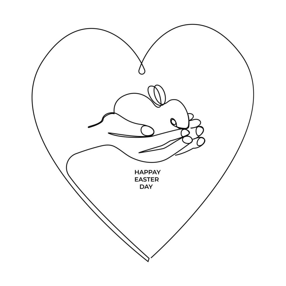 Happy easter Monday single line art and one line rabbits drawing art vector