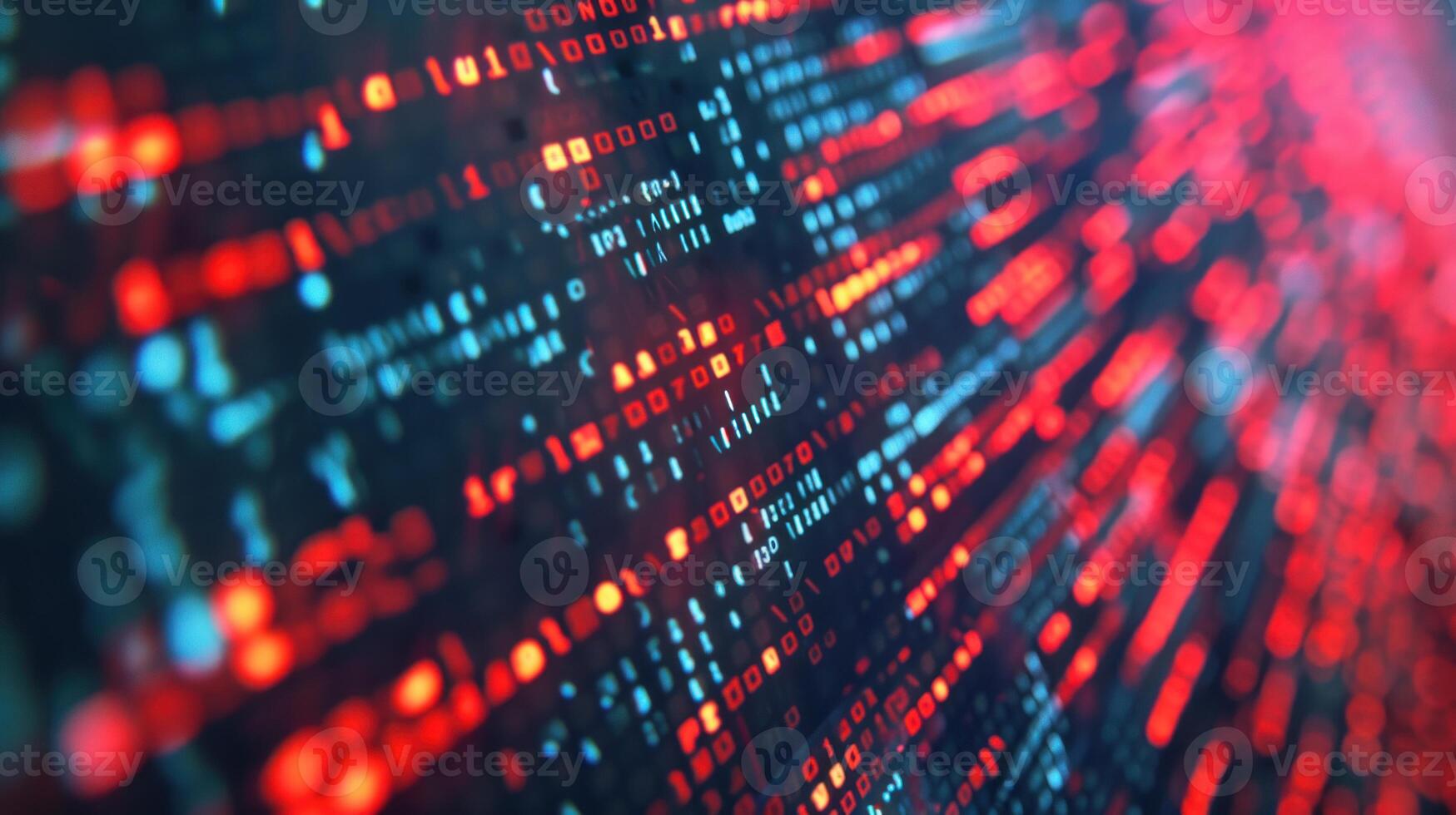 AI generated Red data stream encryption. AI generated. photo