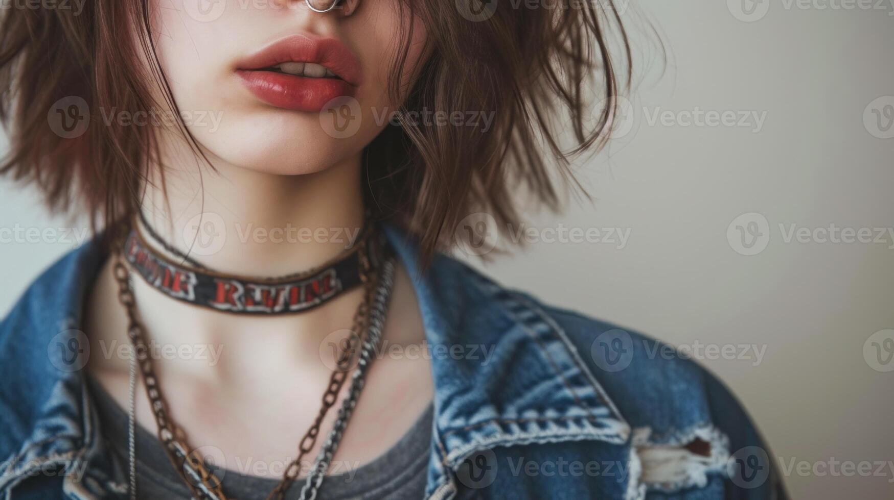 AI generated Grunge fashion close up with denim details. AI generated. photo