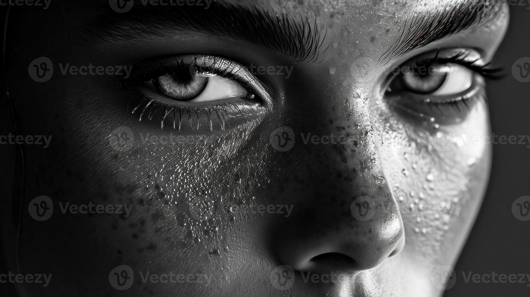 AI generated Monochrome portrait of  woman. AI generated. photo
