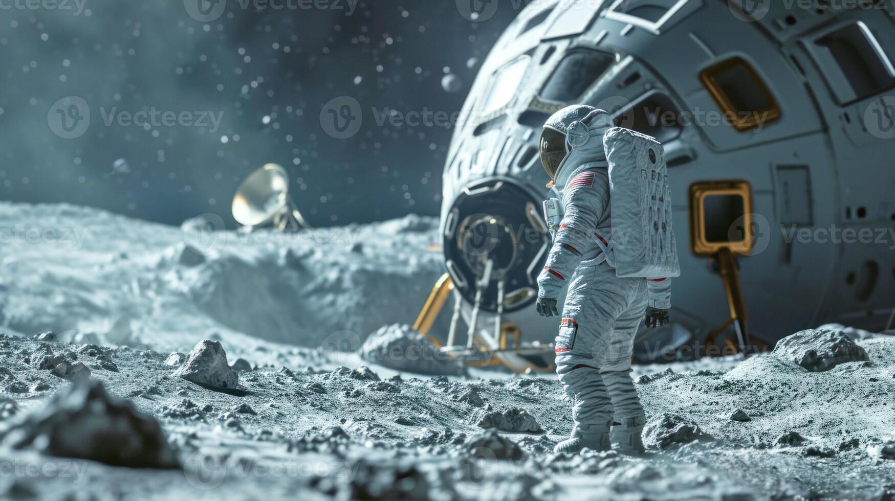 AI generated Lunar mission astronaut. AI generated. photo