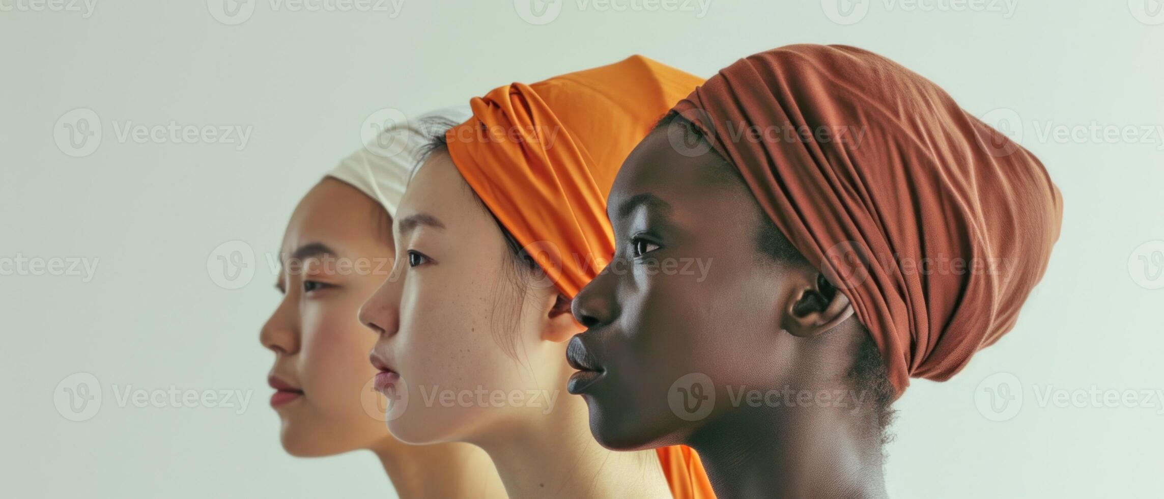 AI generated Portrait series with headscarves. AI generated. photo