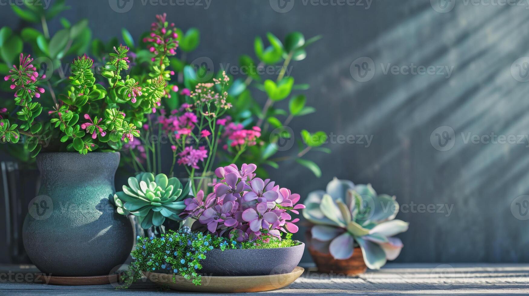 AI generated Succulent harmony in still life. AI generated. photo