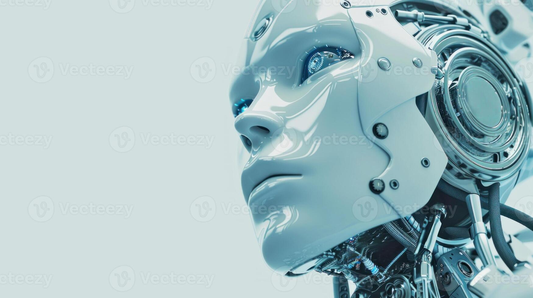 AI generated Futuristic robotic face. Copy space. AI Generated. photo