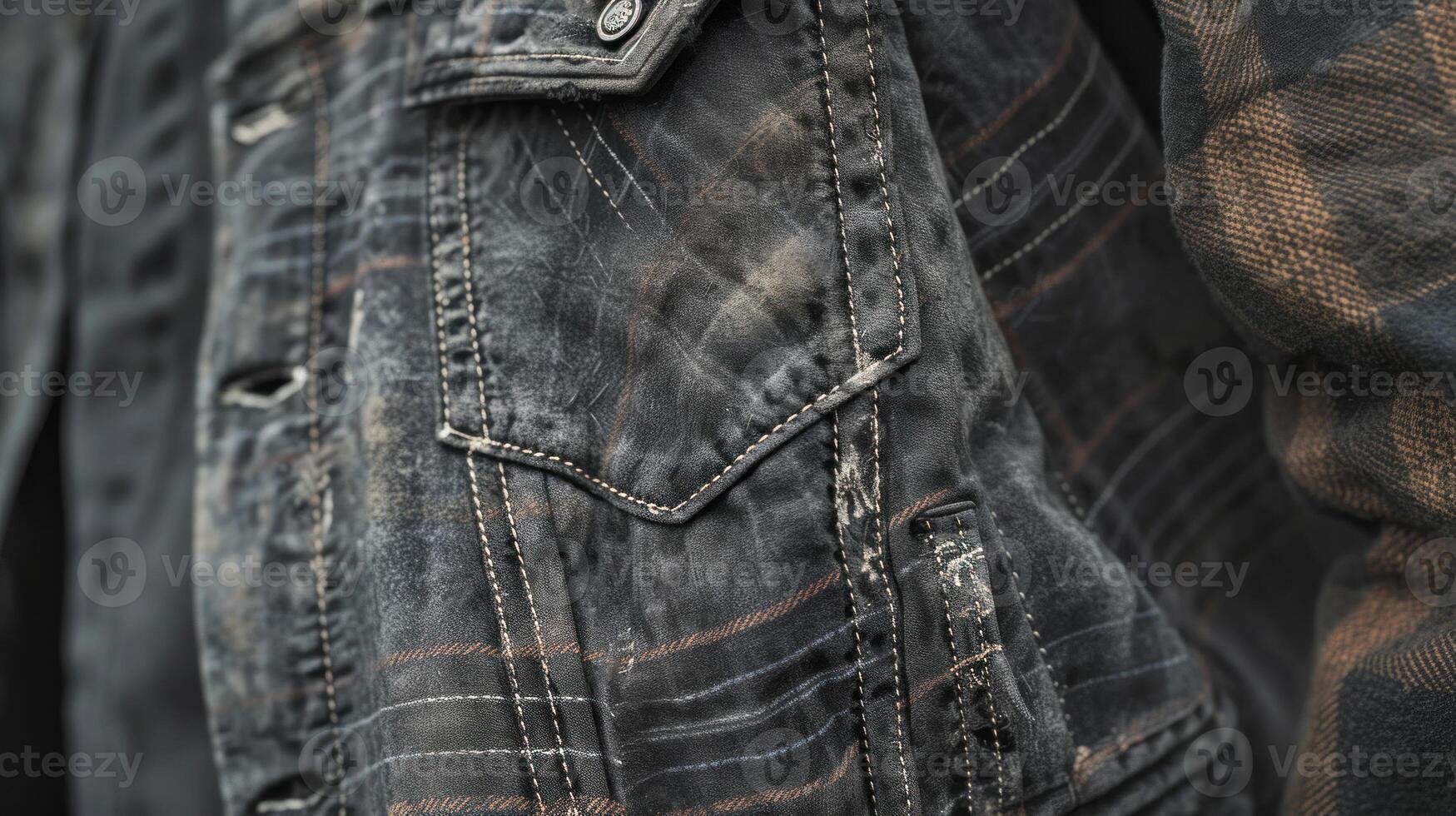AI generated Dark denim with plaid detailing. AI generated. photo