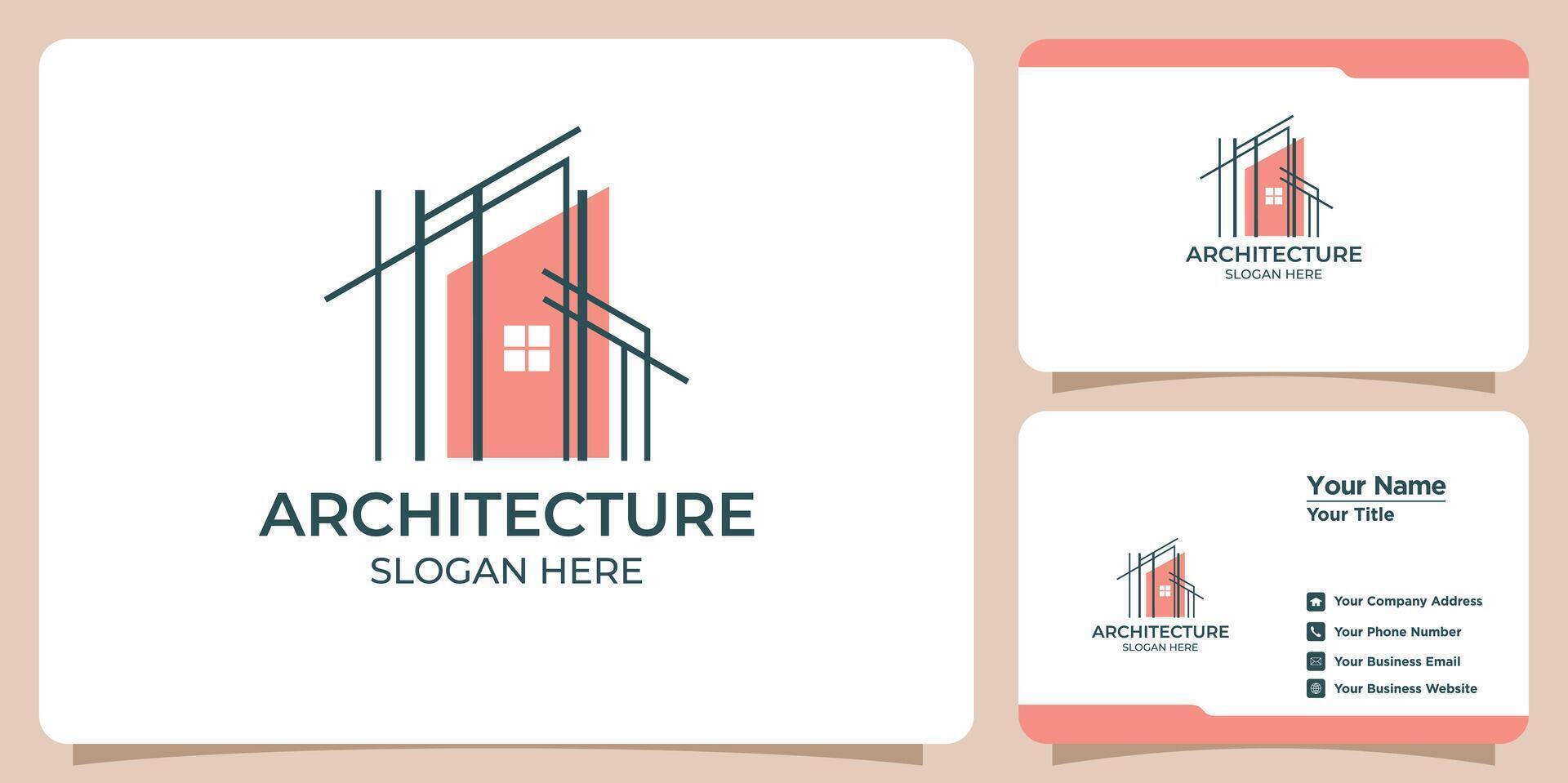building architect logo and business card vector