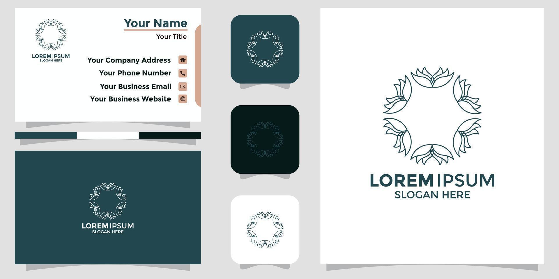 Abstract elegant flower logo icon and business card vector