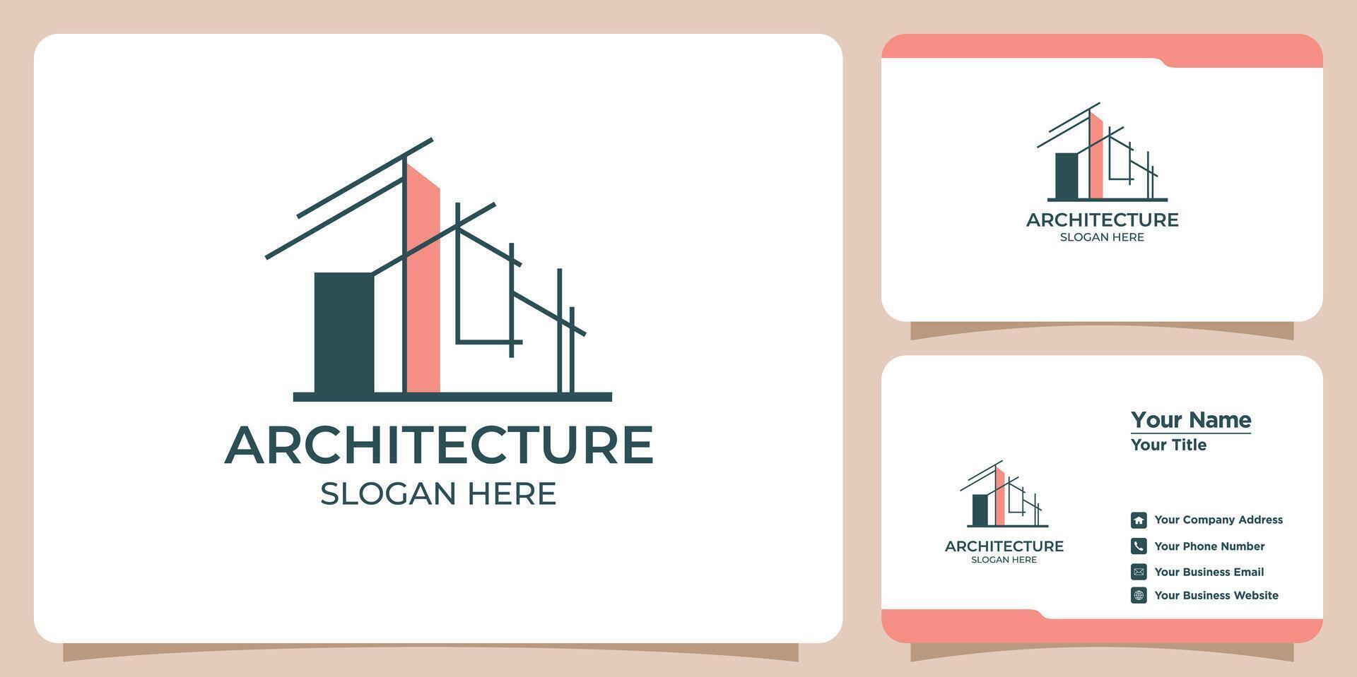 building architect logo and business card vector