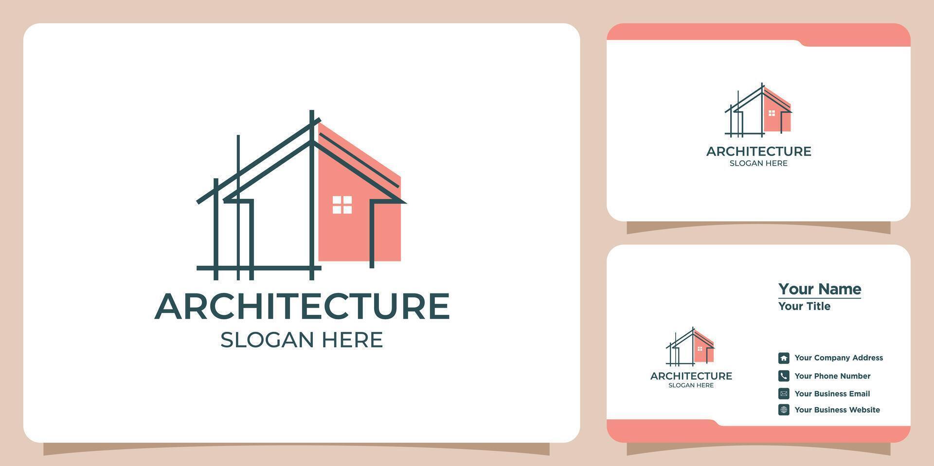 building architect logo and business card vector