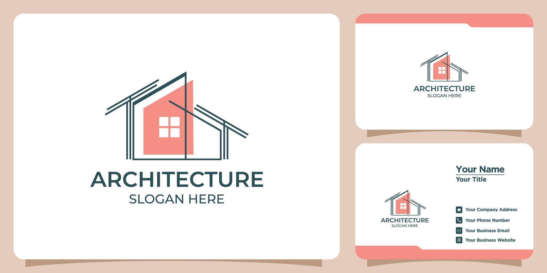 building architect logo and business card vector