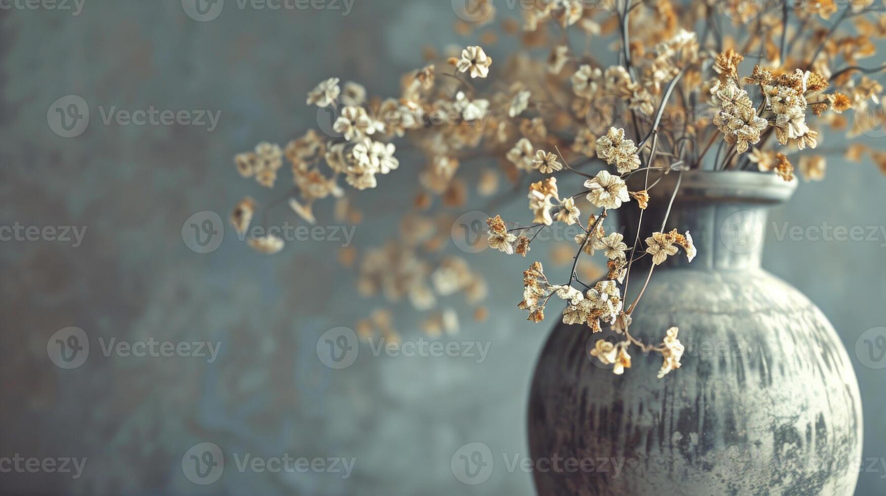 AI generated Vintage vase with dried flowers. Copy space. AI generated. photo
