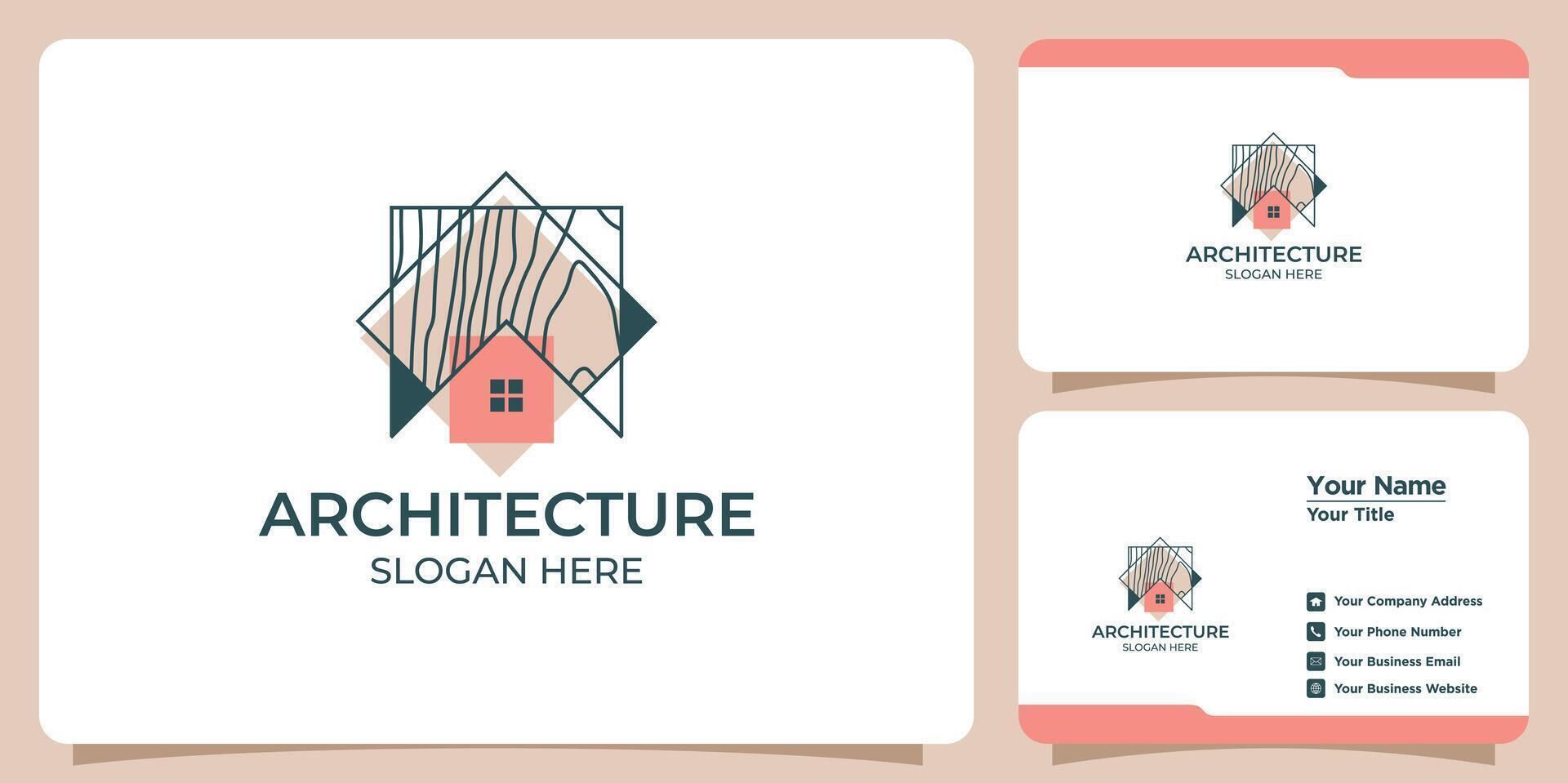 building architect logo and business card vector