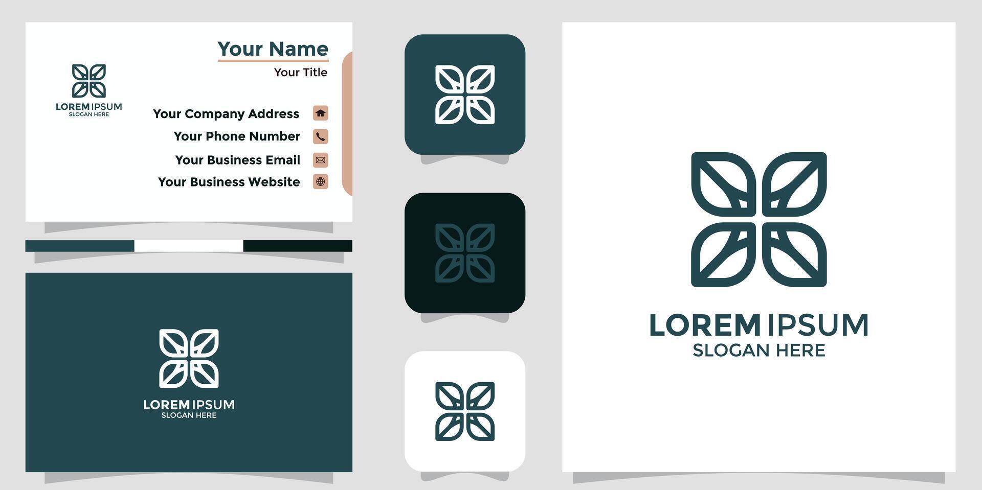 Abstract elegant flower logo icon and business card vector