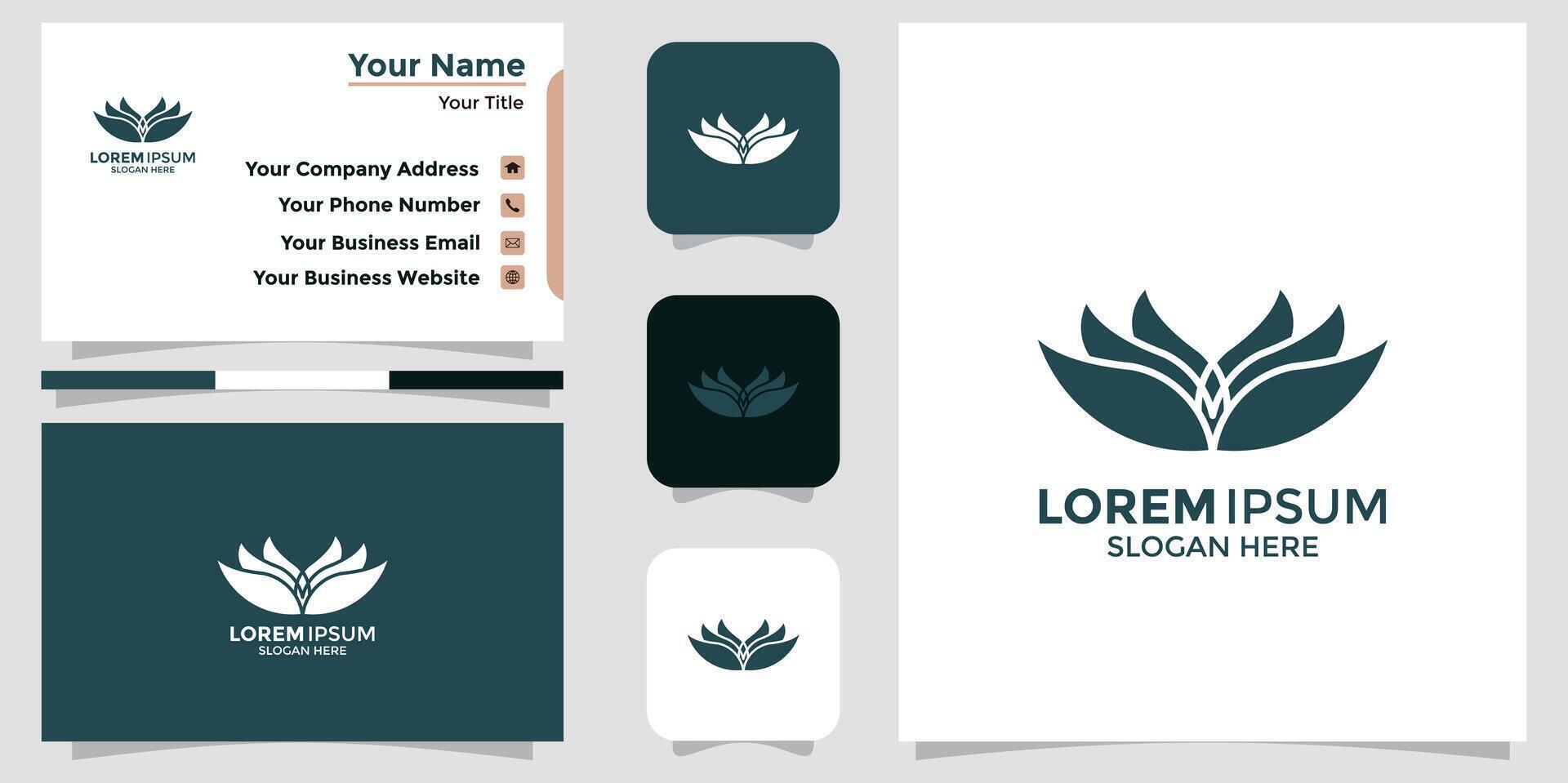 Abstract elegant flower logo icon and business card vector