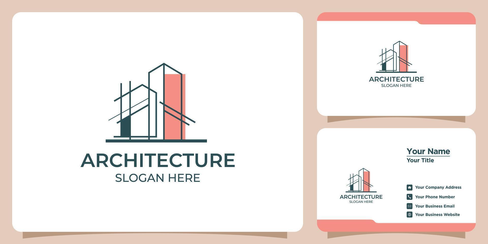 building architect logo and business card vector