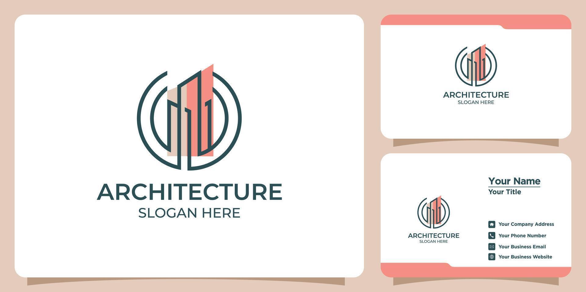 building architect logo and business card vector