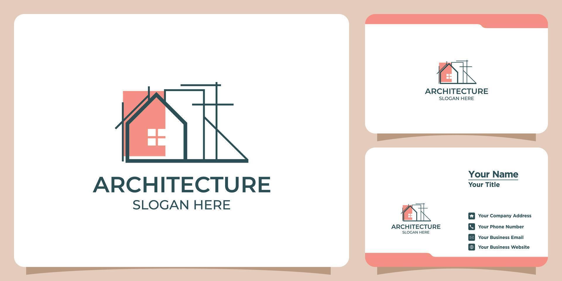 building architect logo and business card vector