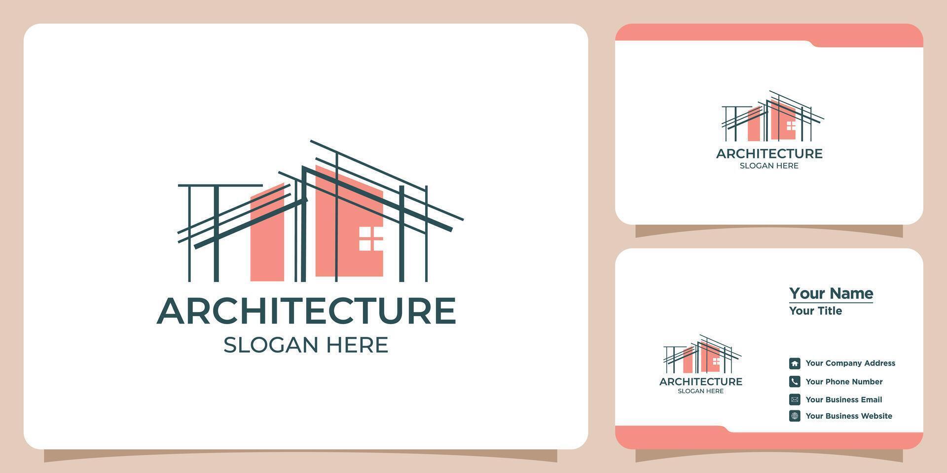 edificio arquitecto logo y negocio tarjeta vector