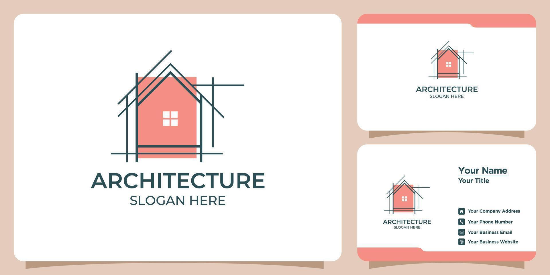 building architect logo and business card vector