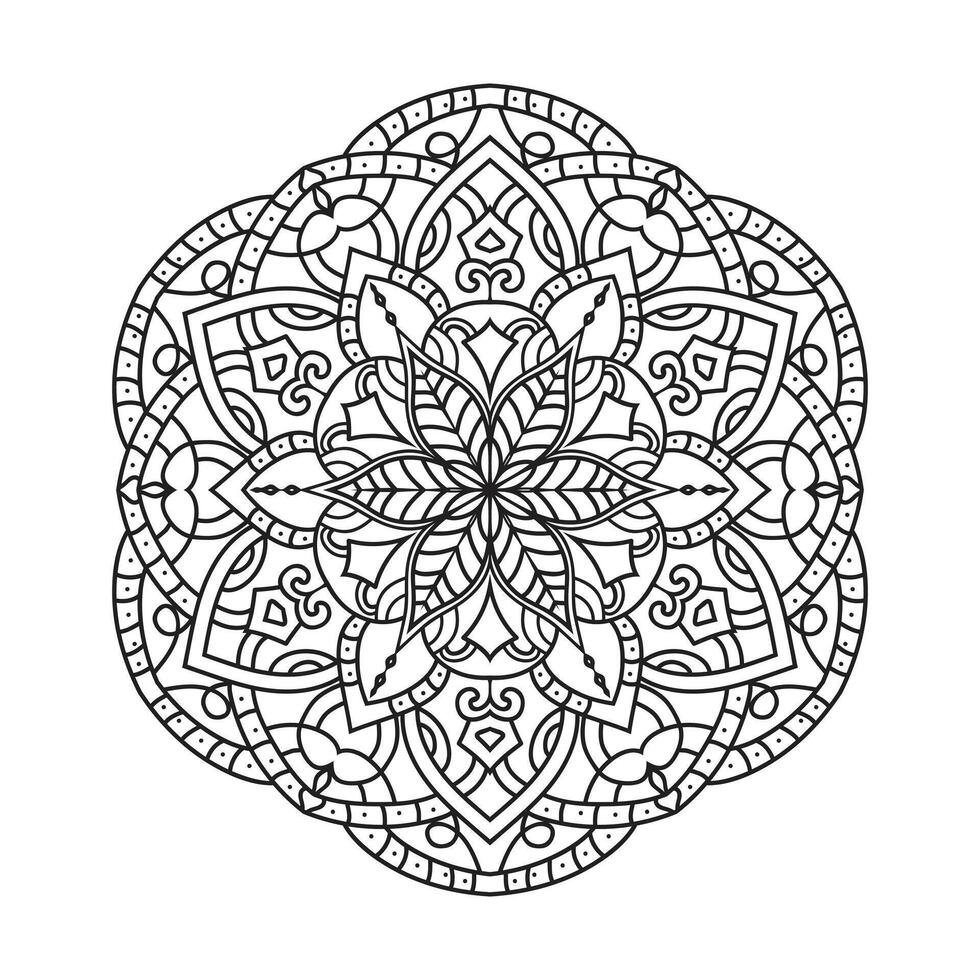 Outline mandala decorative and ornamental design for coloring page vector